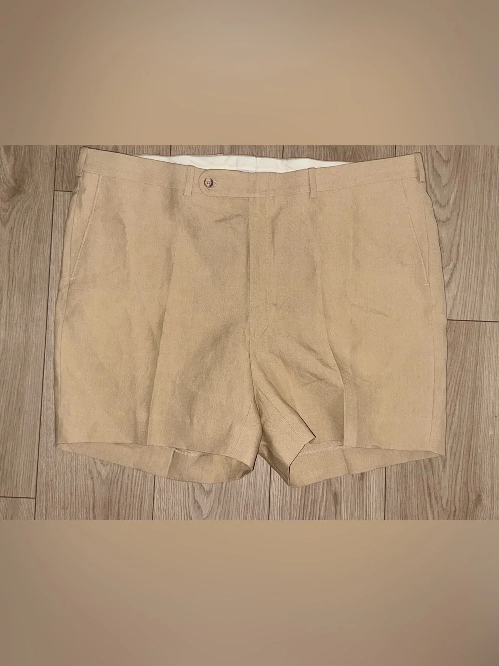 Tom James Tailored Clasic Mens Linen Shorts 48W Coastal Beige Summer Golf Resort
